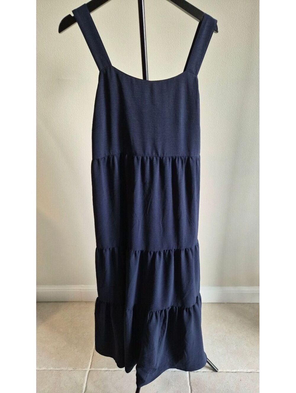 Black Bow XL Navy Blue Tiered Maxi Dress 0110